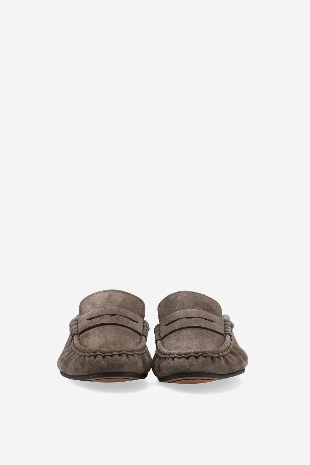 Penny wrinkle suede mule loafers