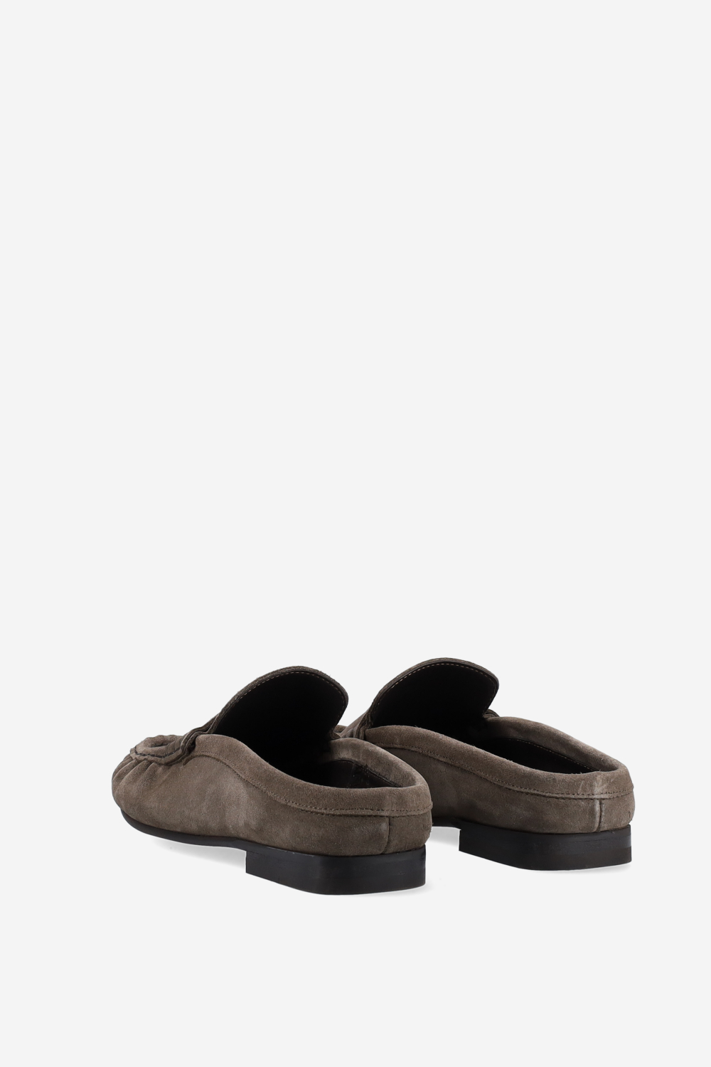Penny wrinkle suede mule loafers