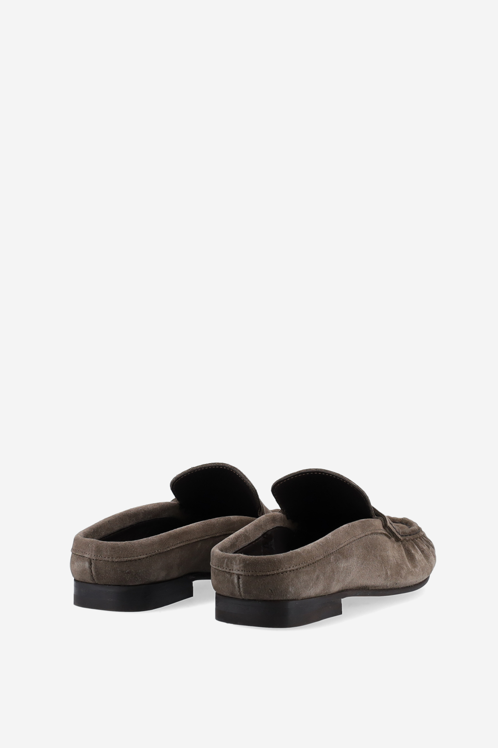 Penny wrinkle suede mule loafers