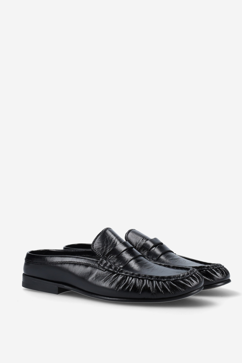 Penny wrinkle leather mule loafers