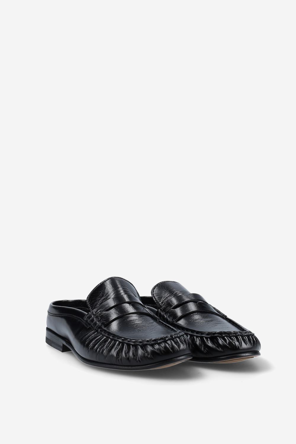 Penny wrinkle leather mule loafers