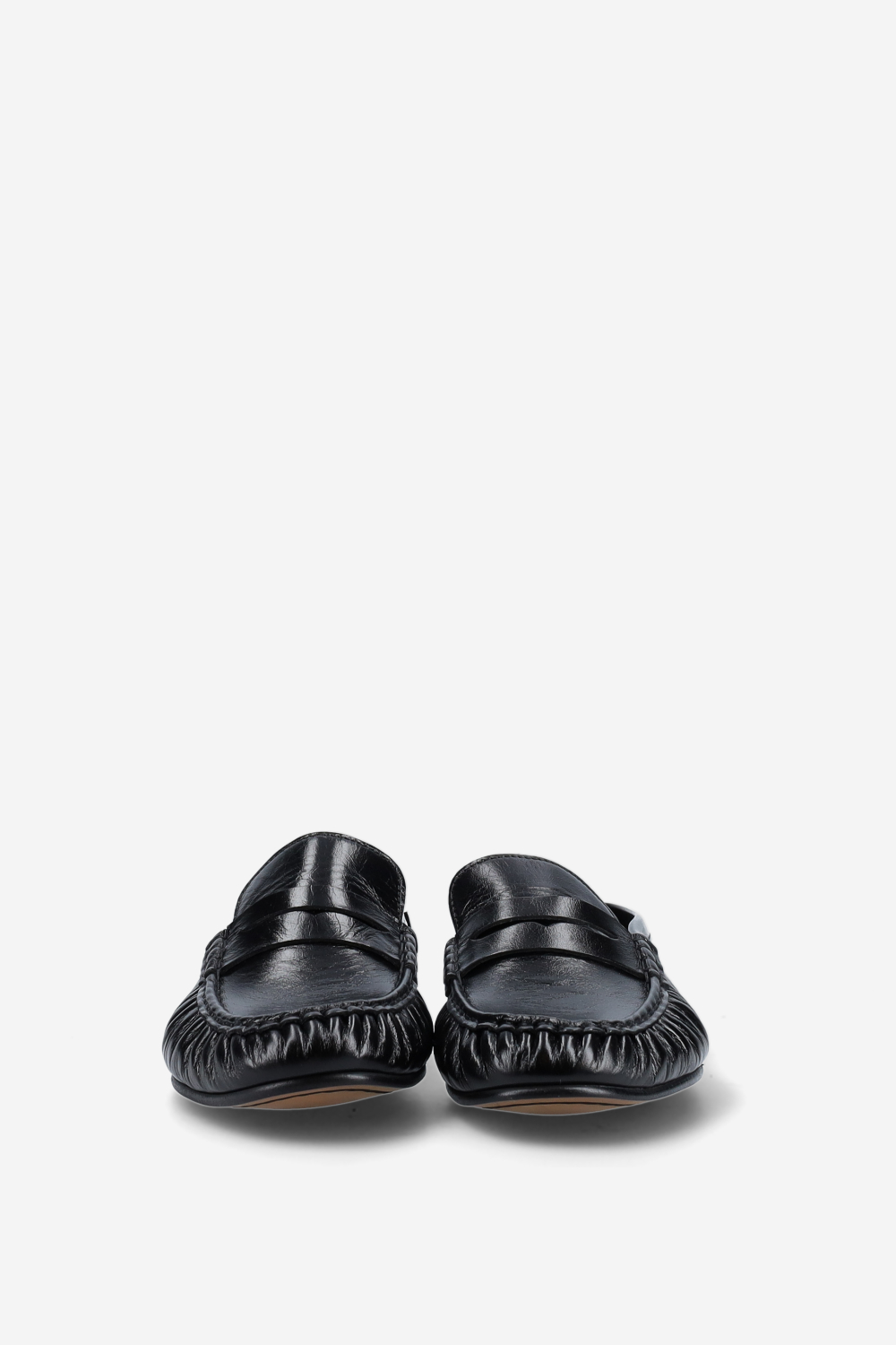 Penny wrinkle leather mule loafers