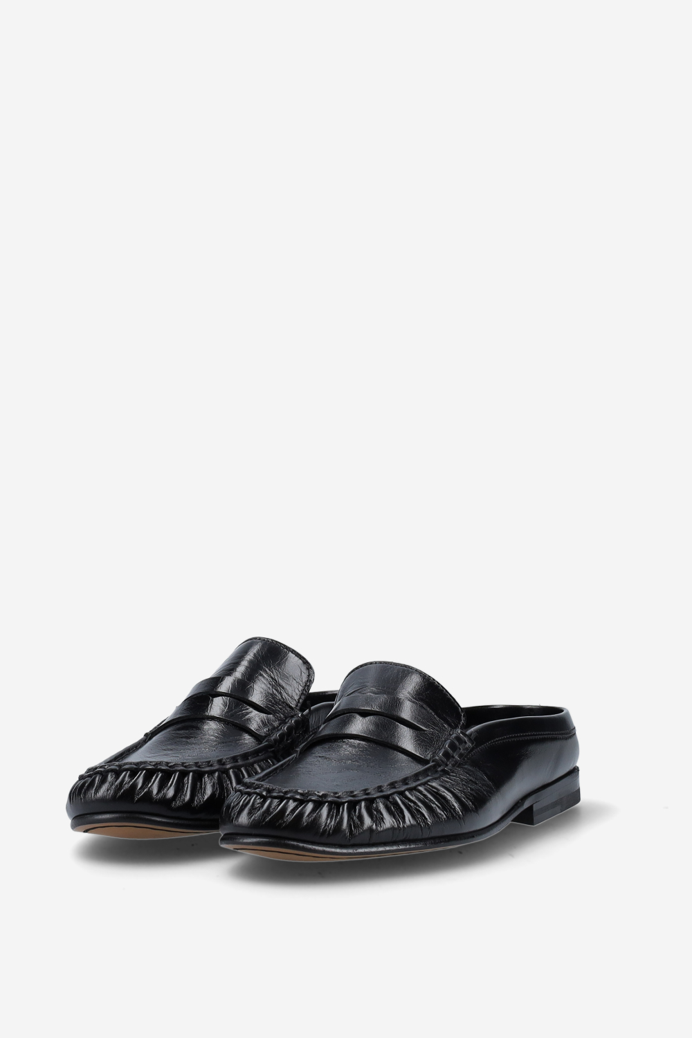 Penny wrinkle leather mule loafers