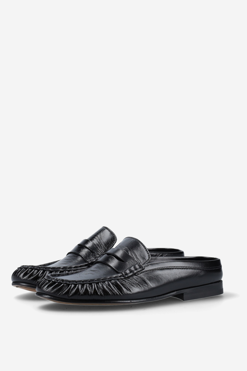 Penny wrinkle leather mule loafers