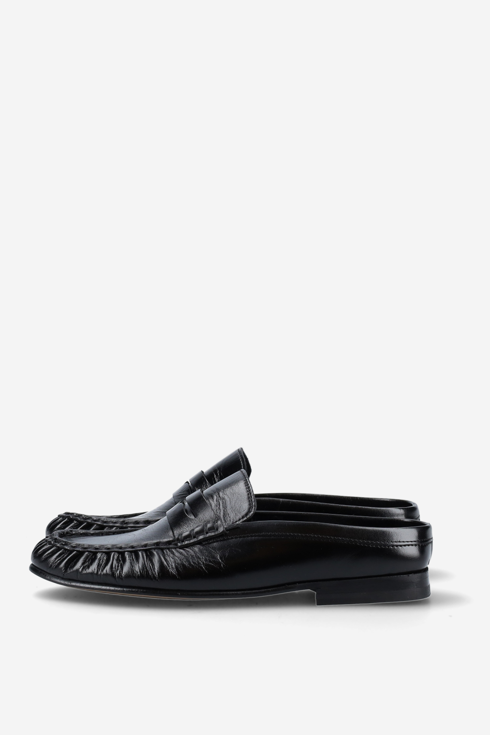 Penny wrinkle leather mule loafers