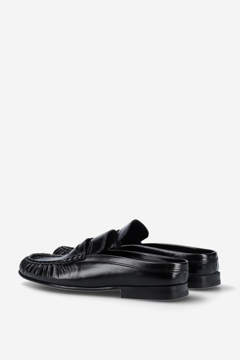 Penny wrinkle leather mule loafers