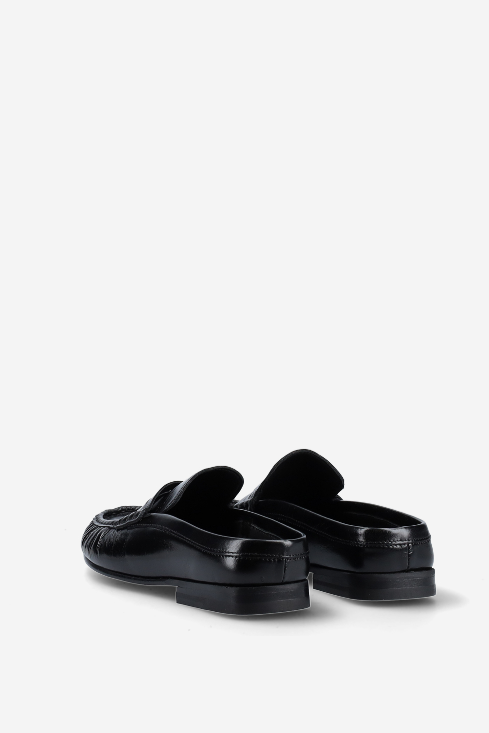 Penny wrinkle leather mule loafers