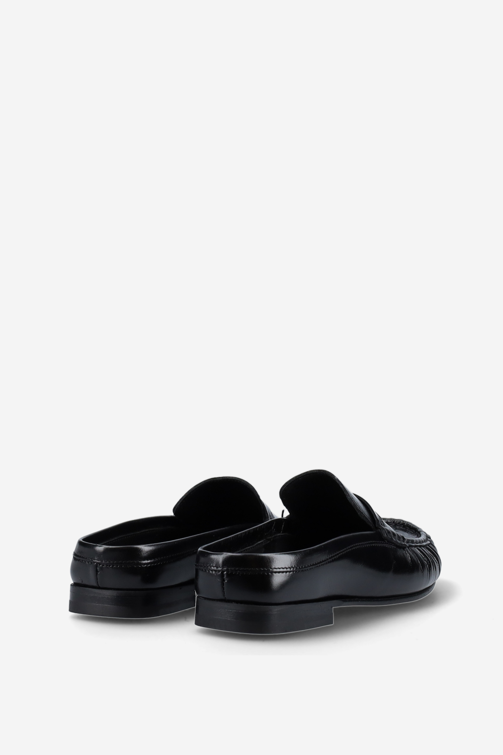 Penny wrinkle leather mule loafers