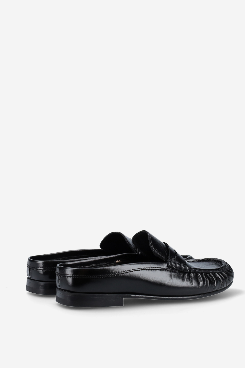 Penny wrinkle leather mule loafers