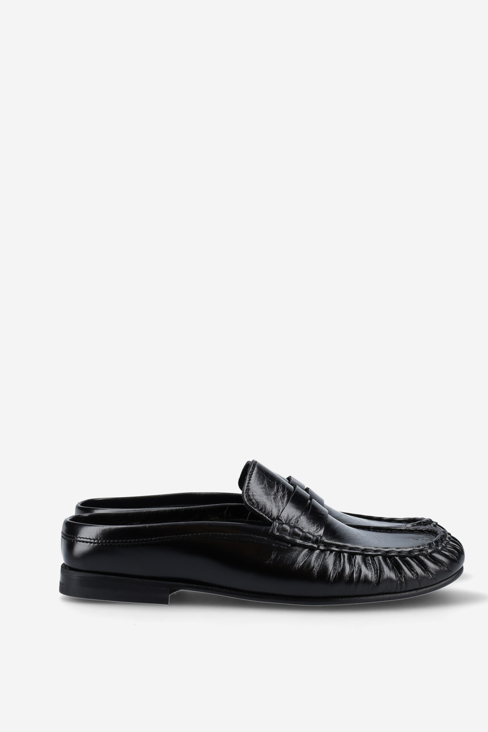 Penny wrinkle leather mule loafers