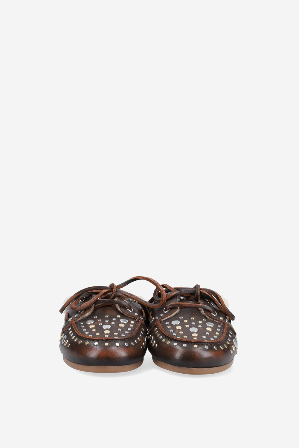 Titanium leather boat loafer mules
