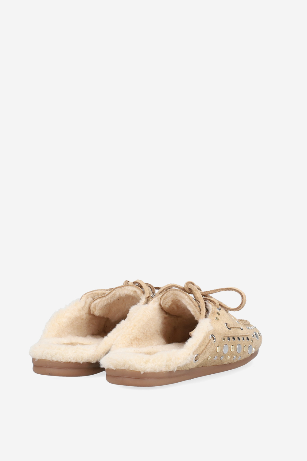 Titanium suede boat loafer mules