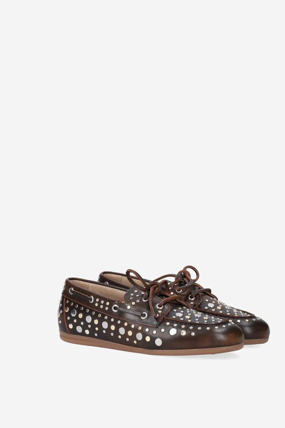 Titanium leather boat loafers