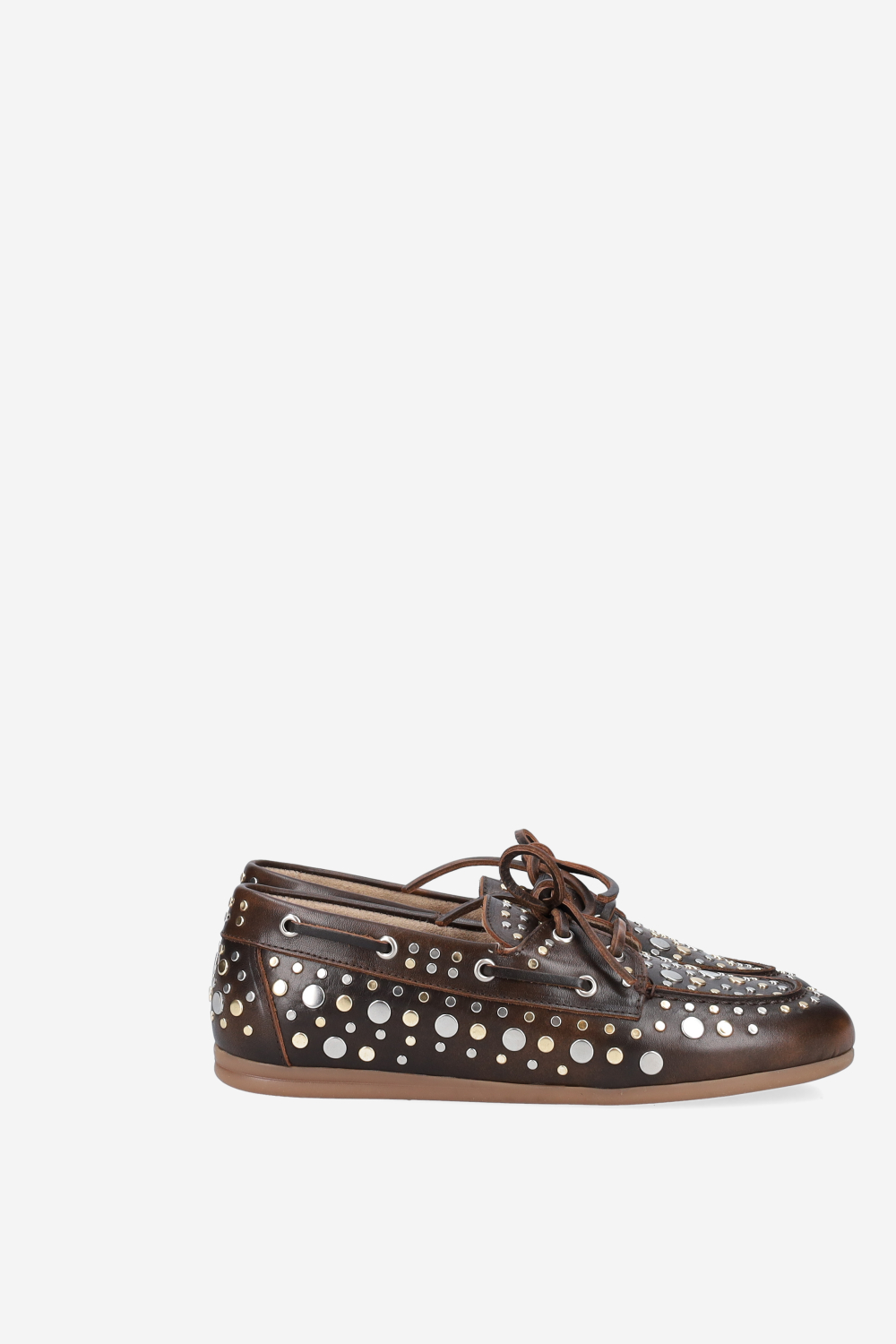 Titanium leather boat loafers