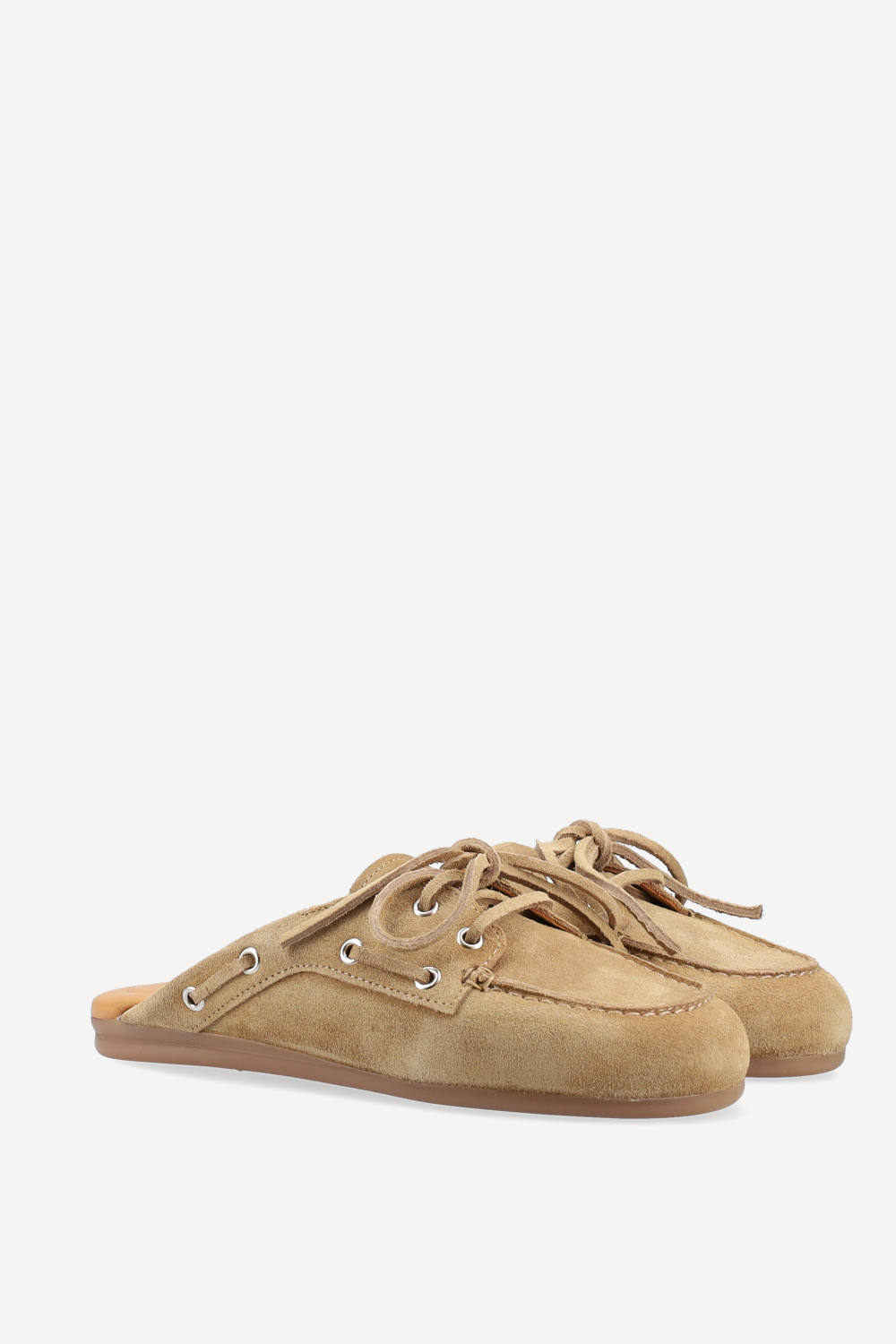 Boat loafer suede mules