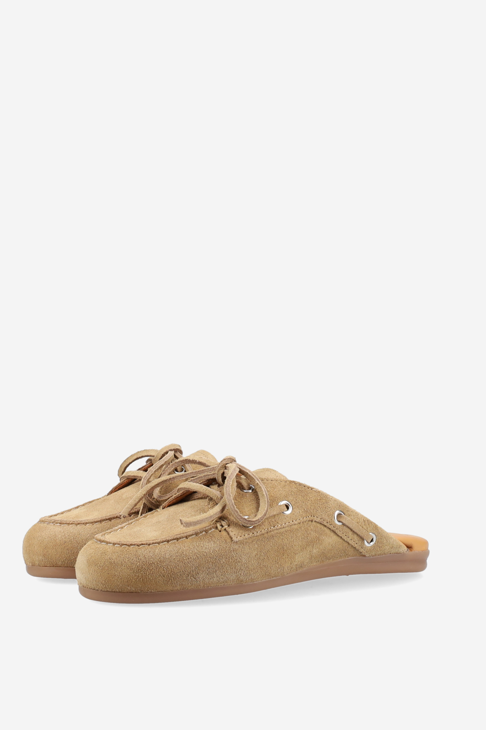 Boat loafer suede mules