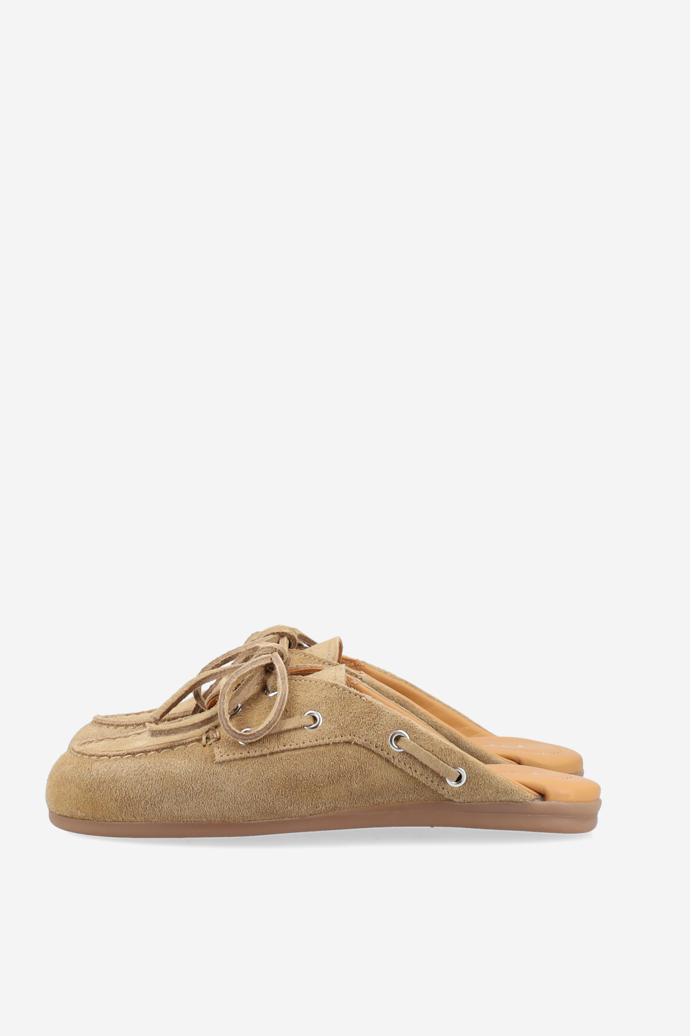 Boat loafer suede mules