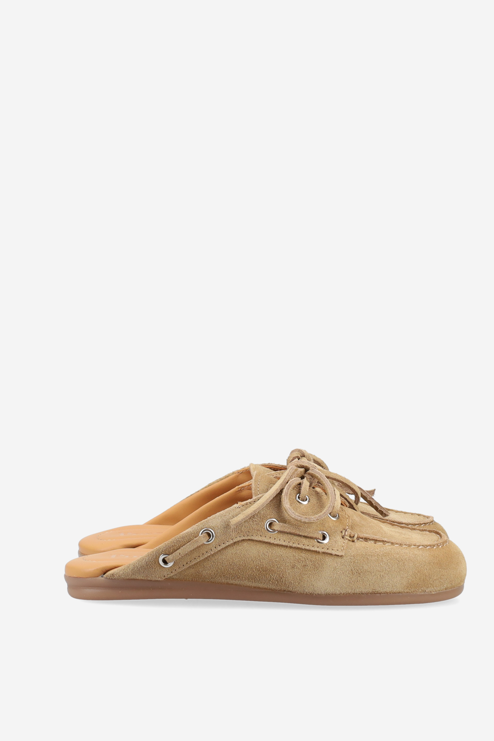 Boat loafer suede mules