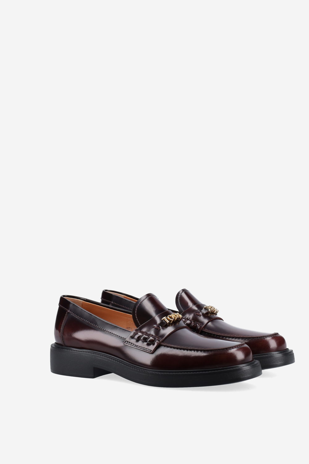 Lettering leather loafers