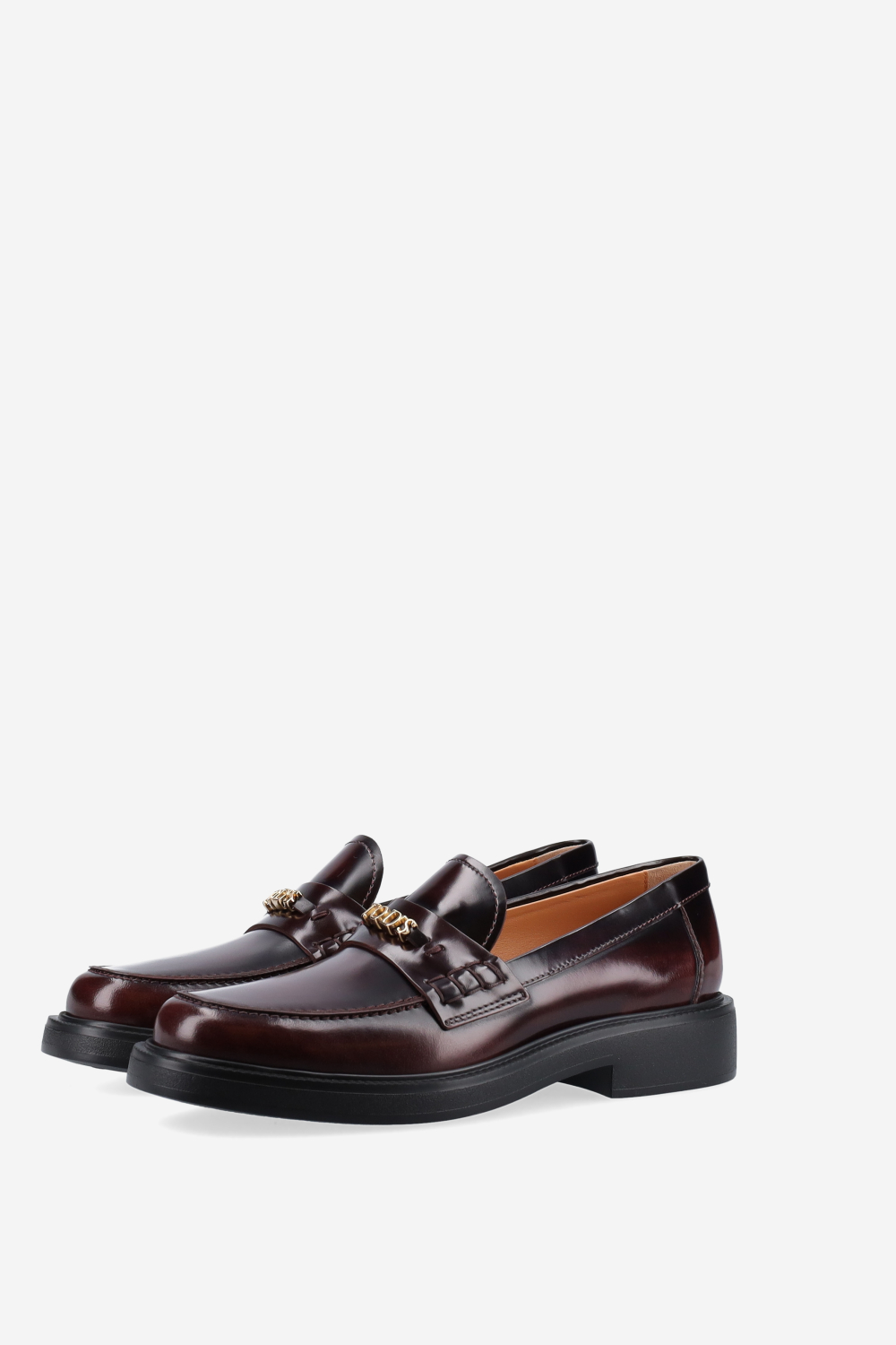 Lettering leather loafers