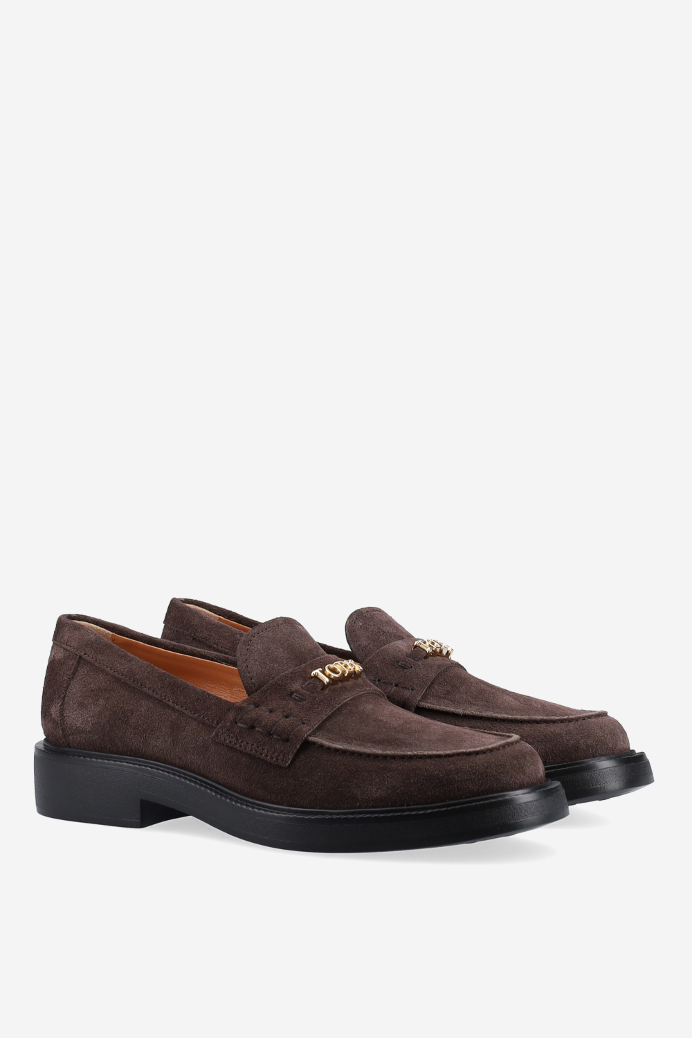 Lettering suede loafers