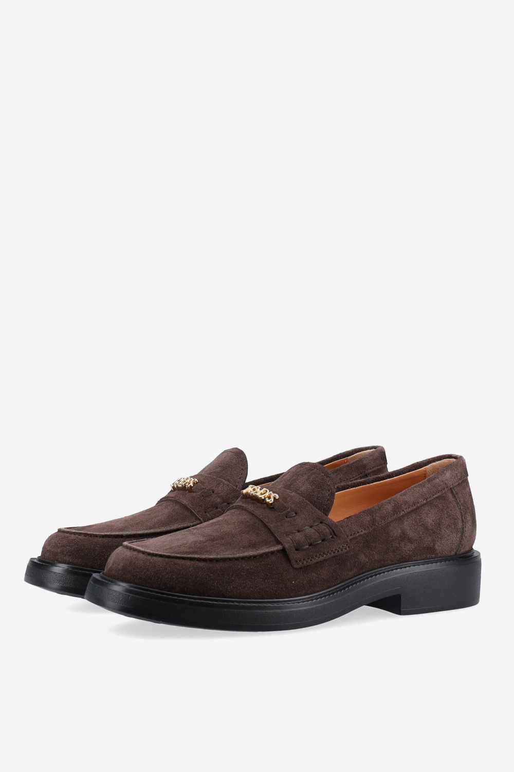 Lettering suede loafers