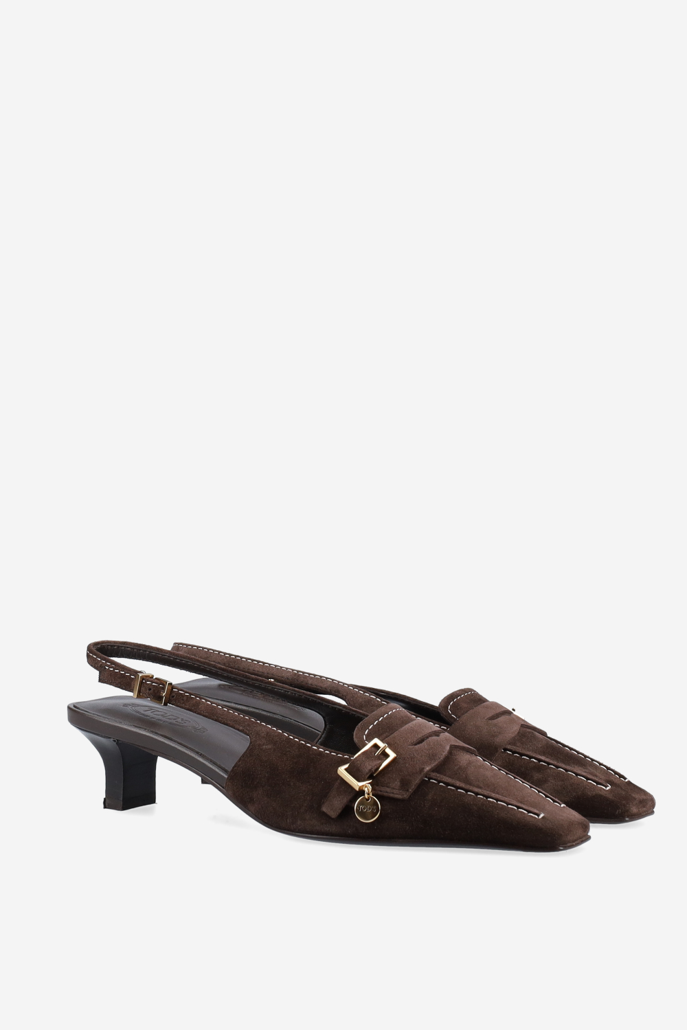 Squared toe suede slingbacks
