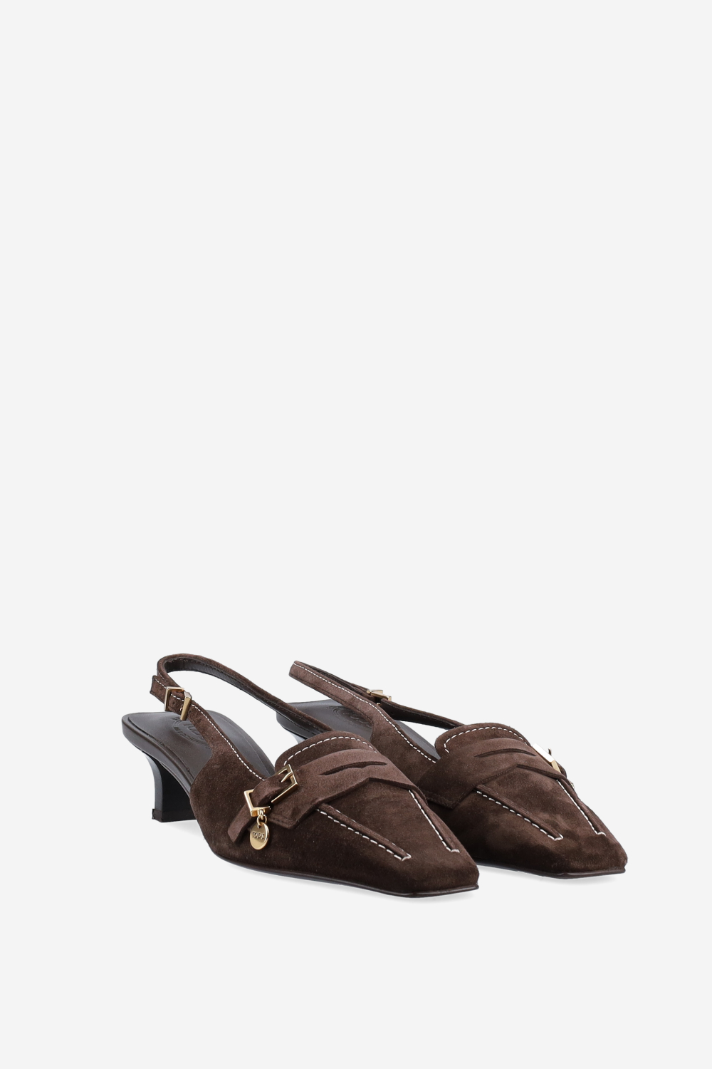 Squared toe suede slingbacks