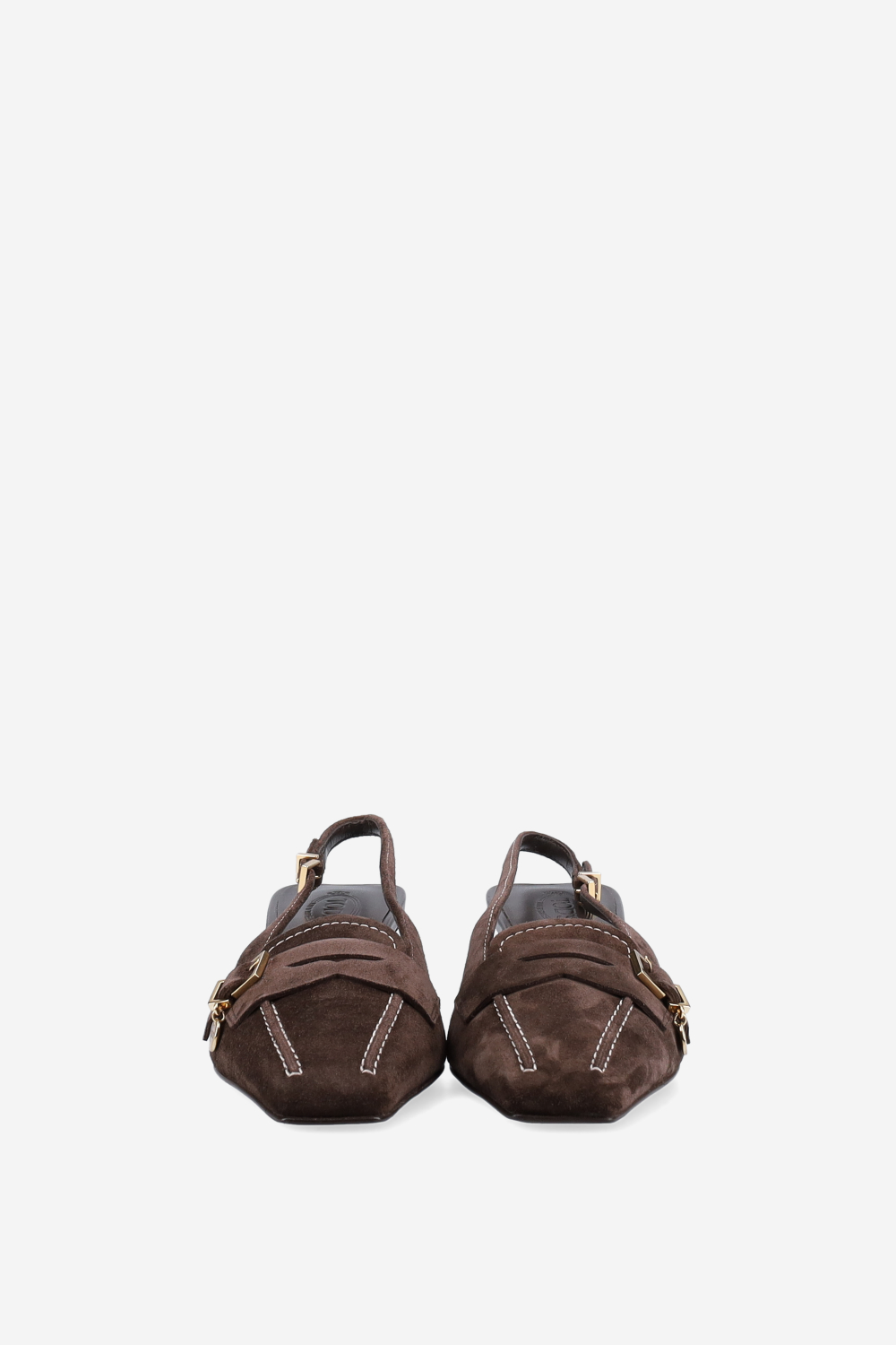 Squared toe suede slingbacks