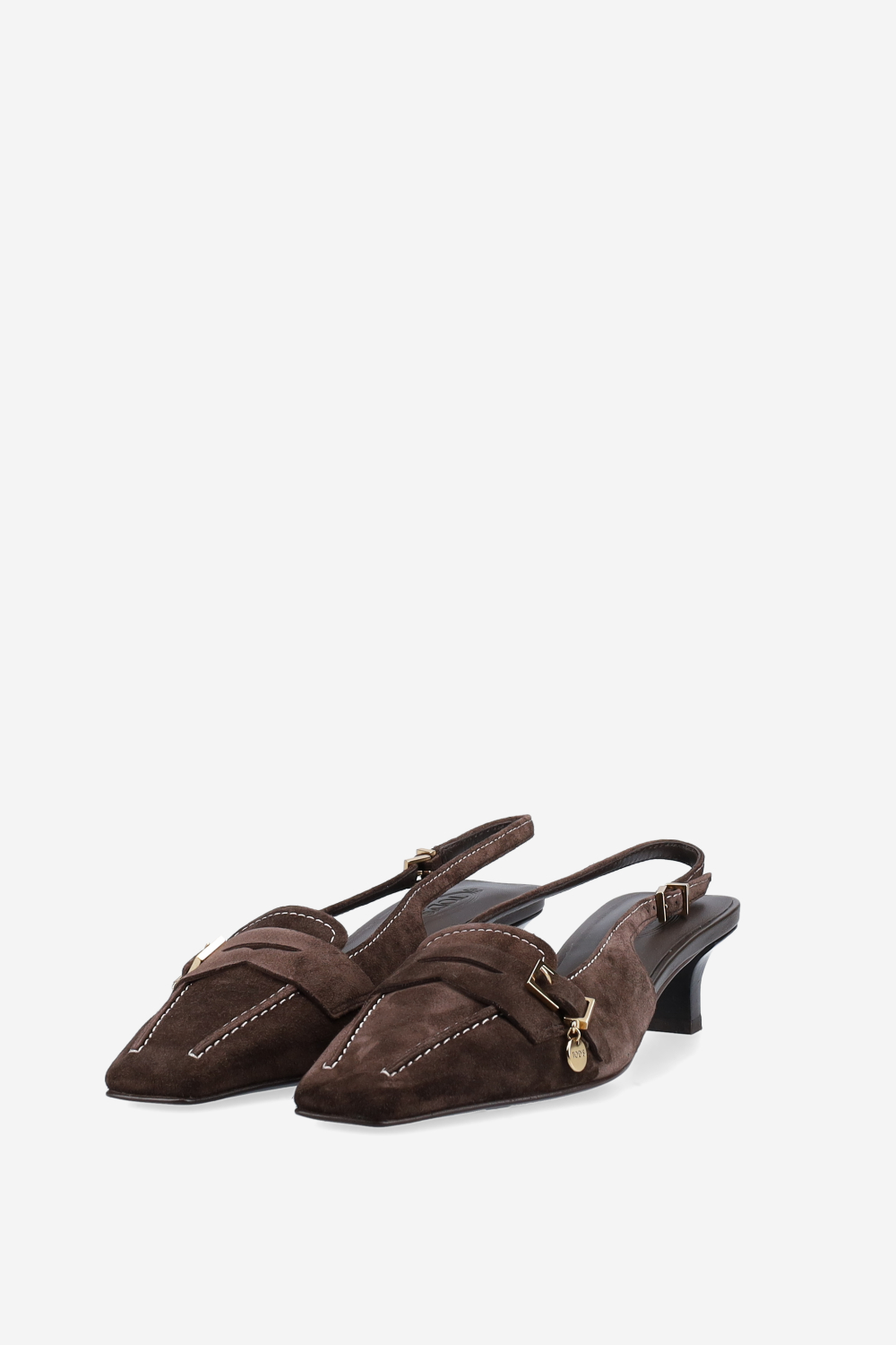 Squared toe suede slingbacks