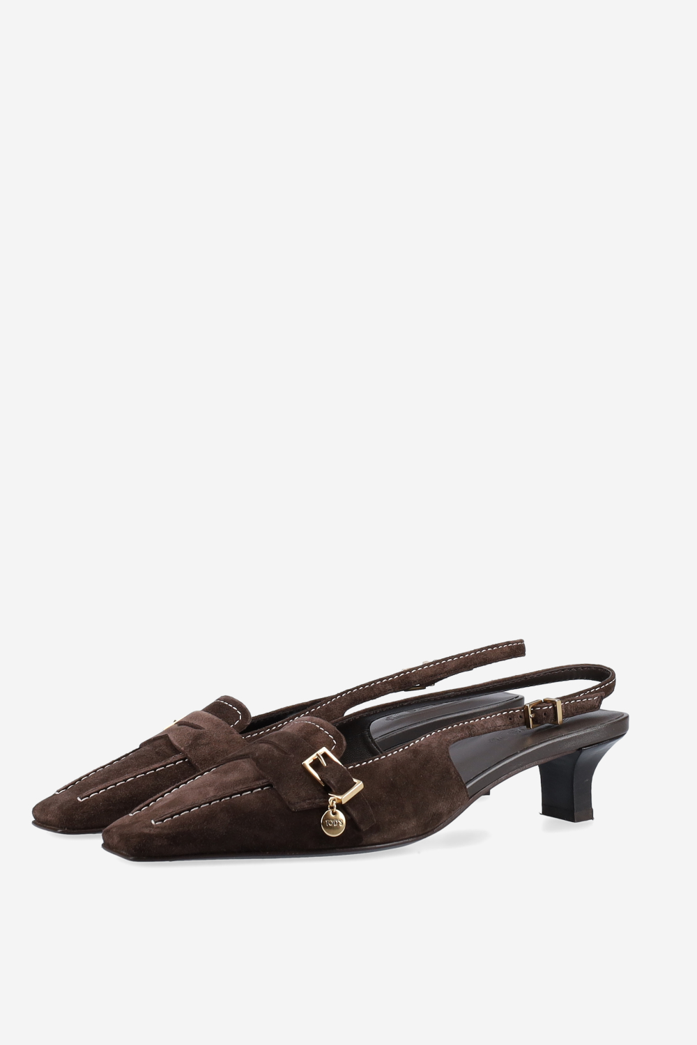 Squared toe suede slingbacks
