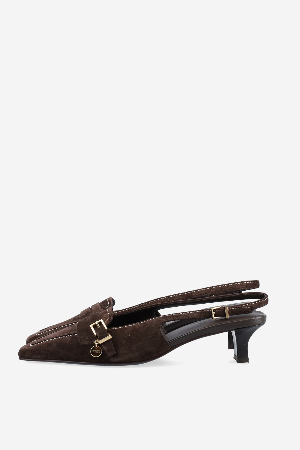 Squared toe suede slingbacks