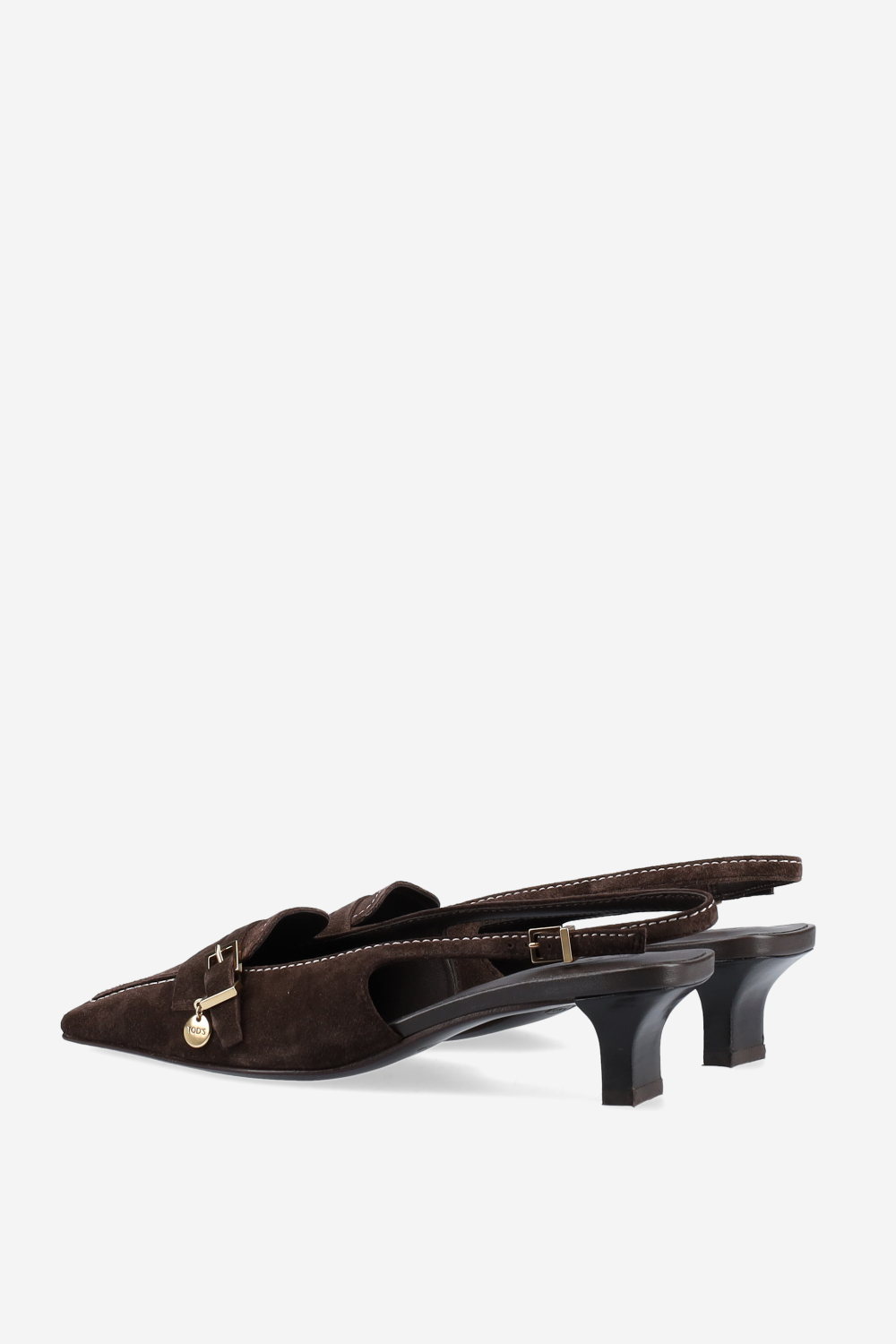 Squared toe suede slingbacks