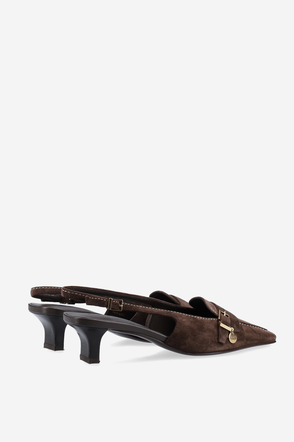 Squared toe suede slingbacks