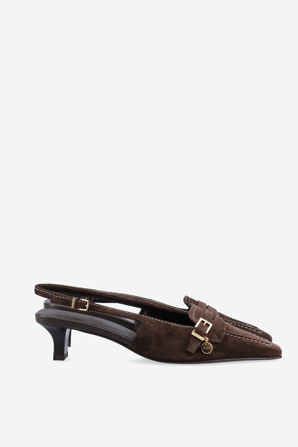 Squared toe suede slingbacks