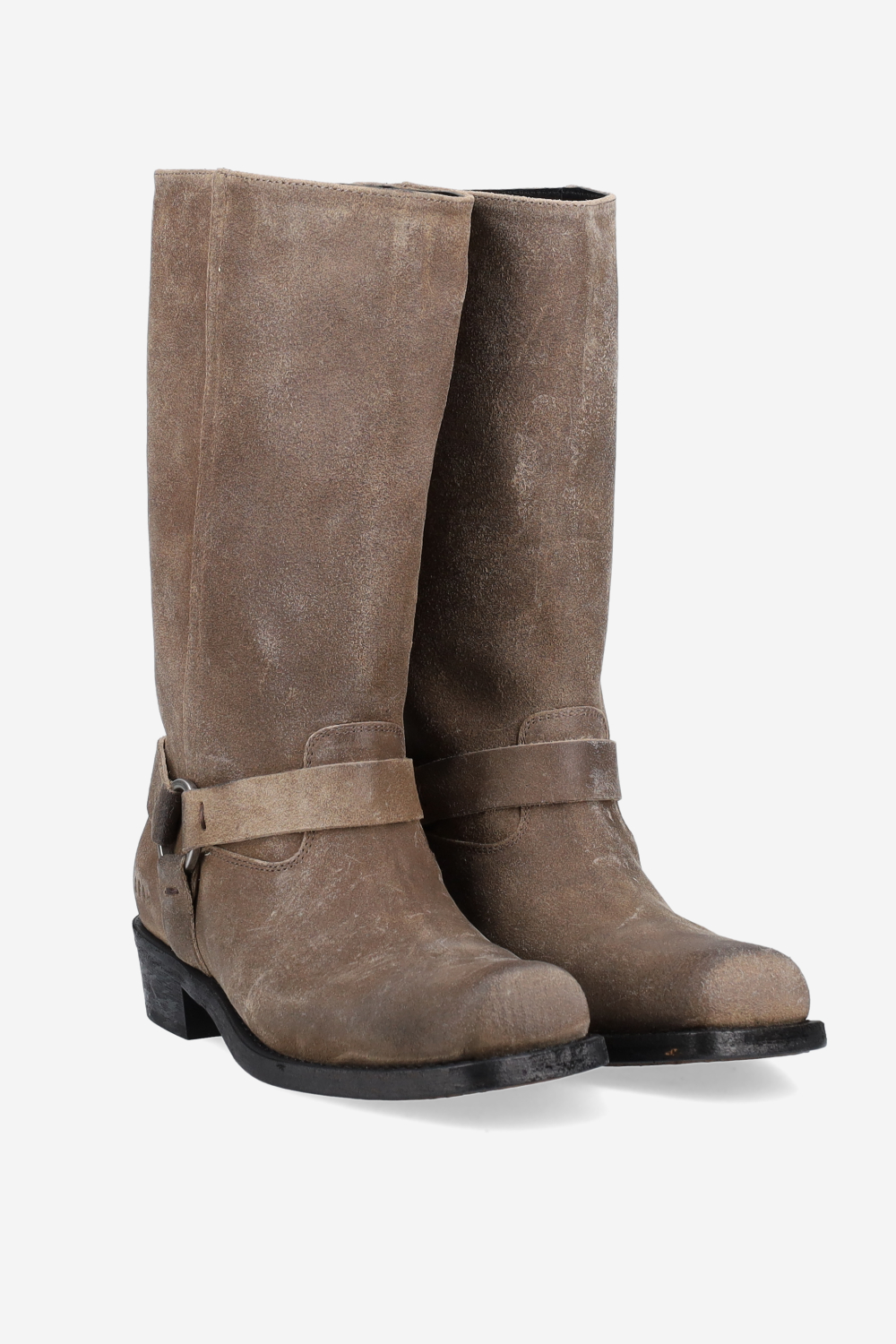 Biker square waxed boots