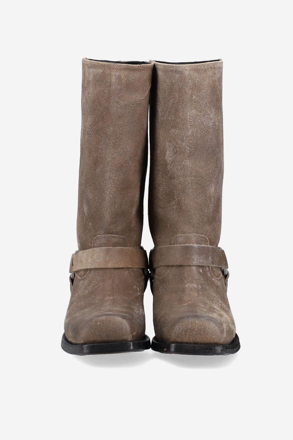 Biker square waxed boots