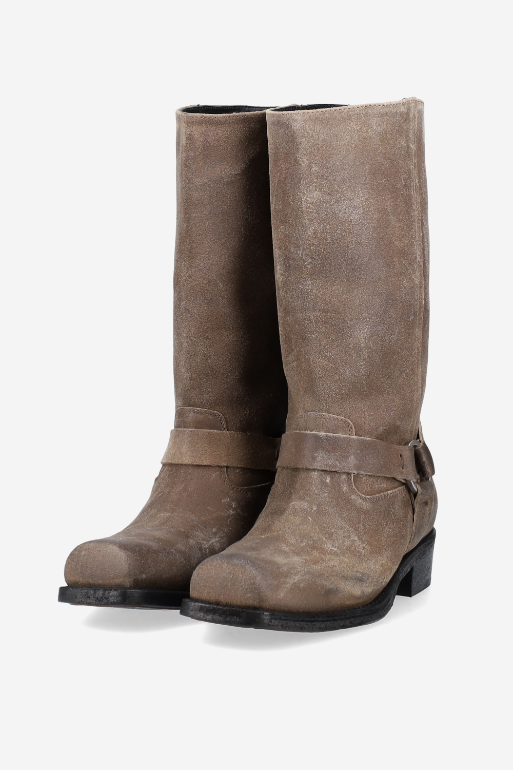 Biker square waxed boots