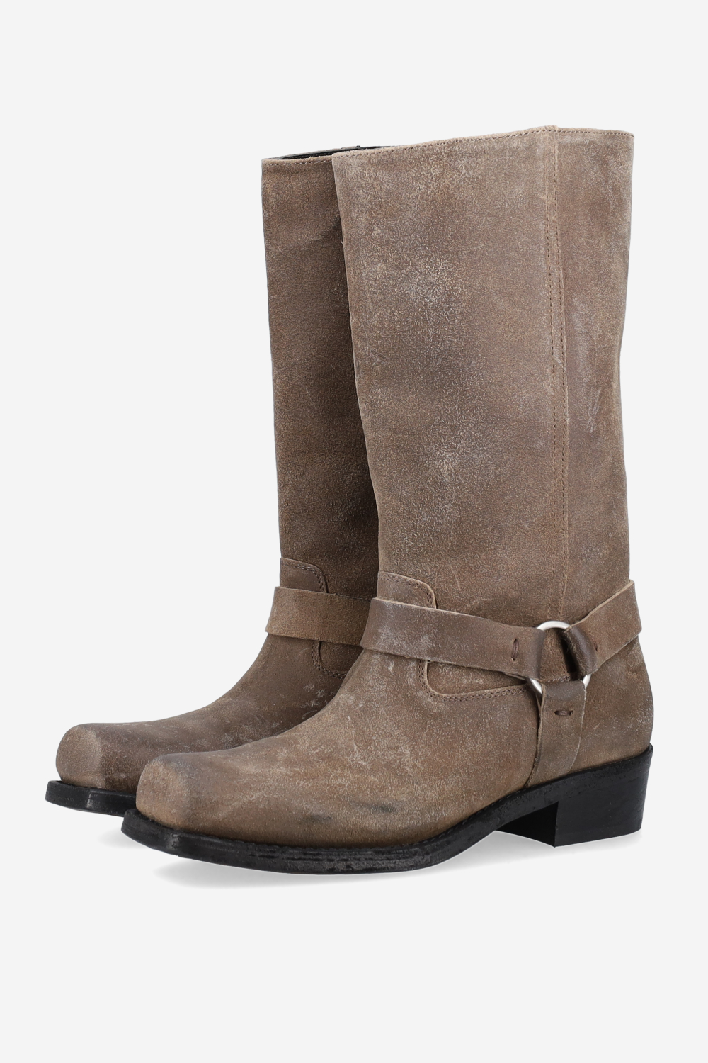 Biker square waxed boots