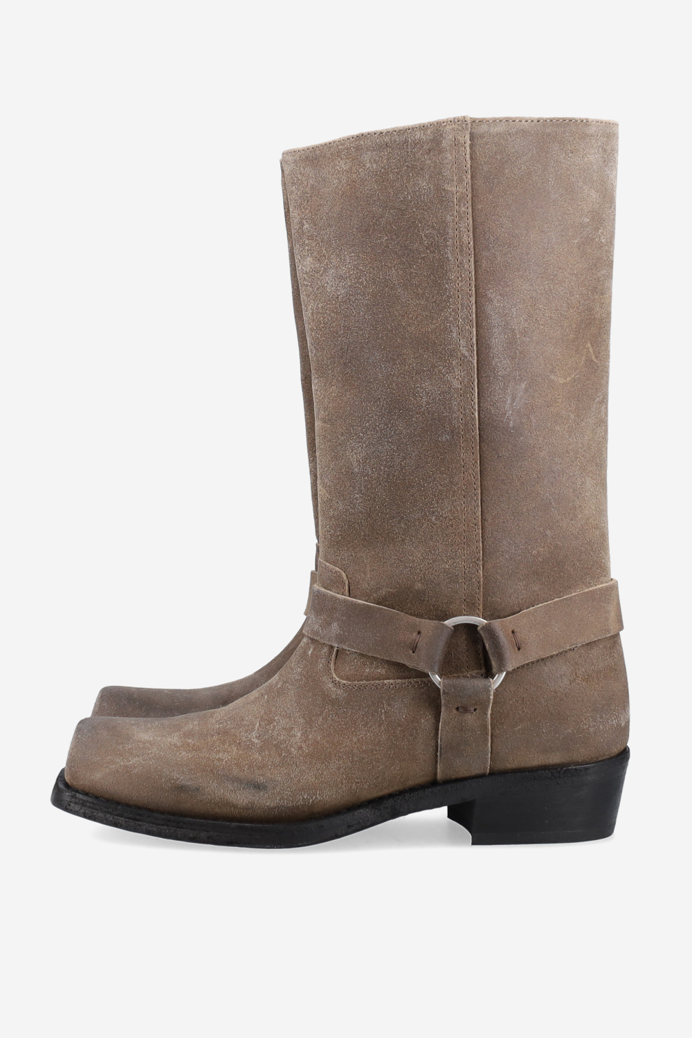 Biker square waxed boots