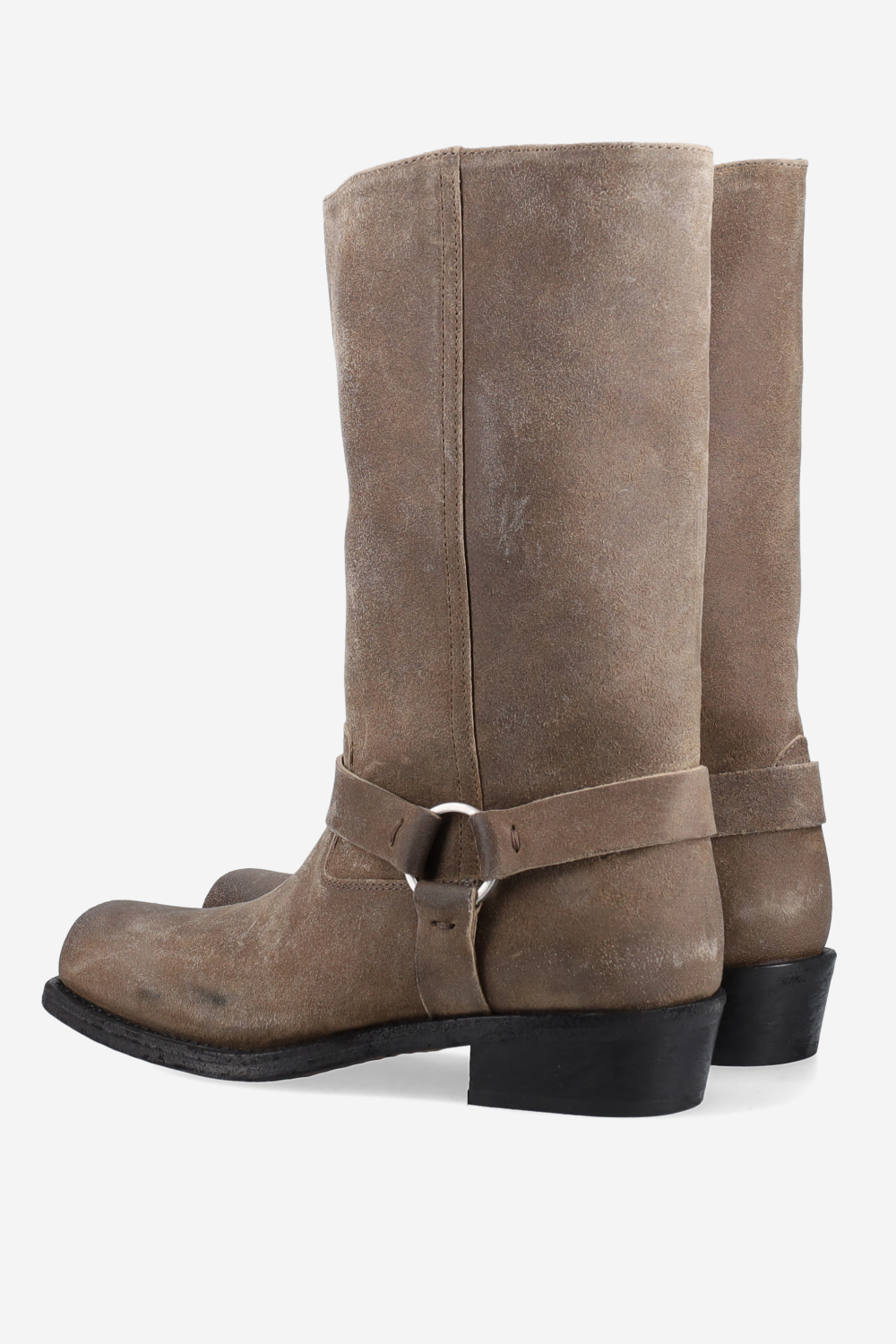 Biker square waxed boots
