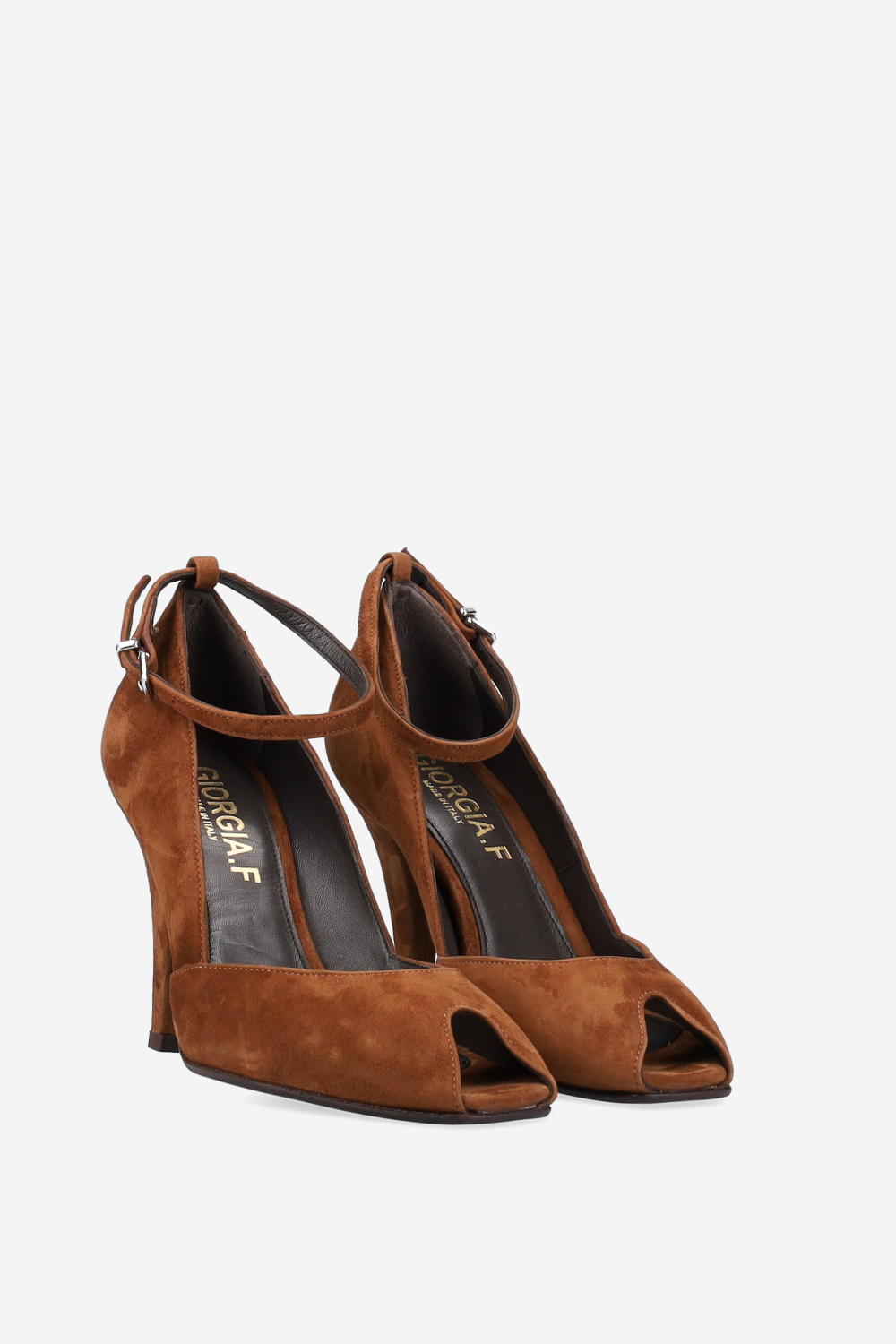 Open toe suede pumps