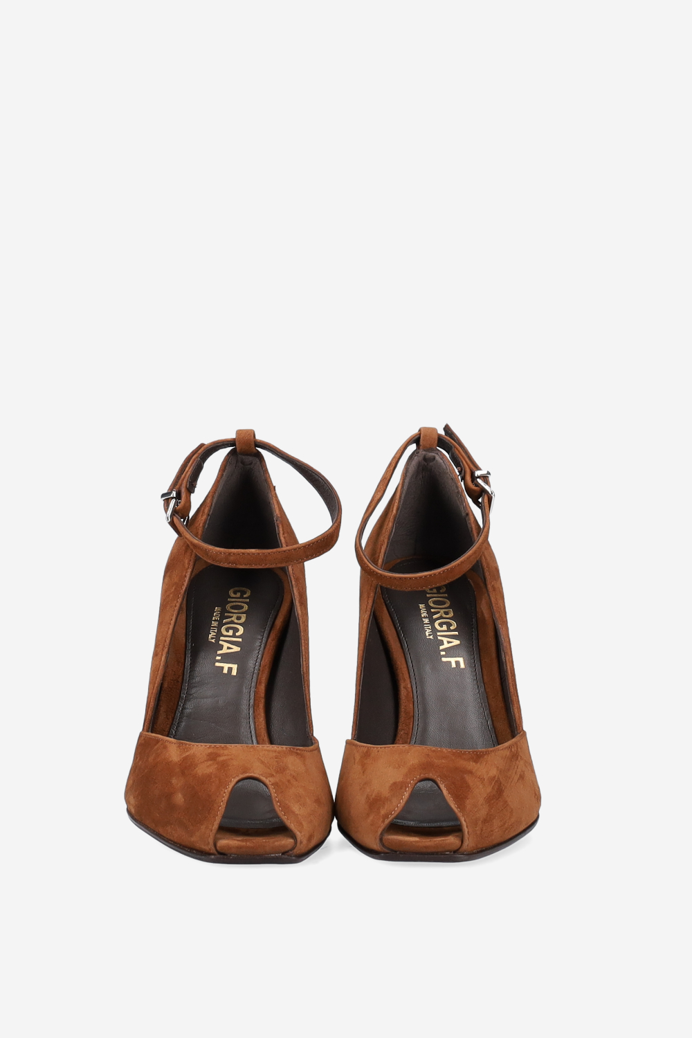 Open toe suede pumps