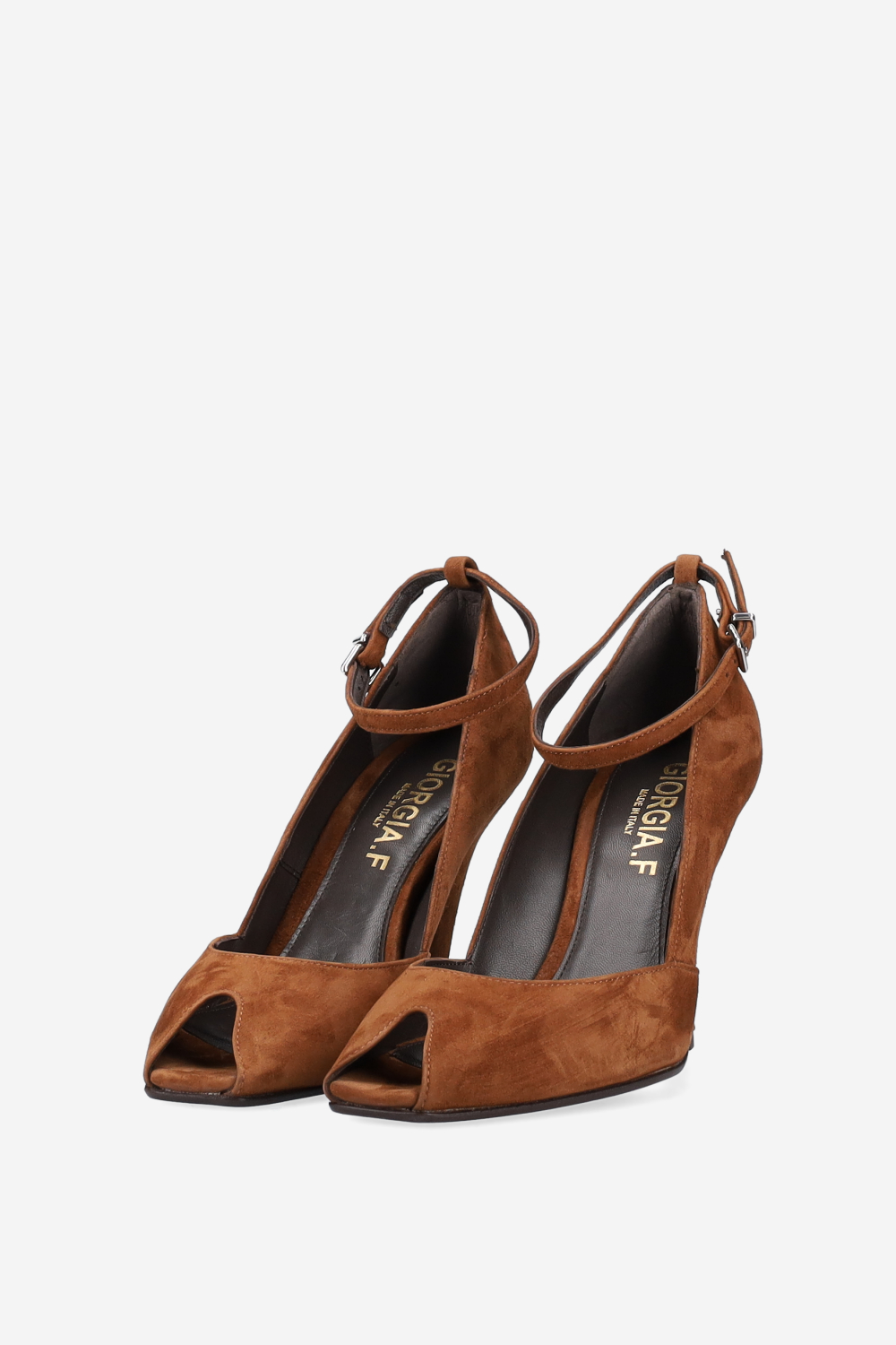 Open toe suede pumps