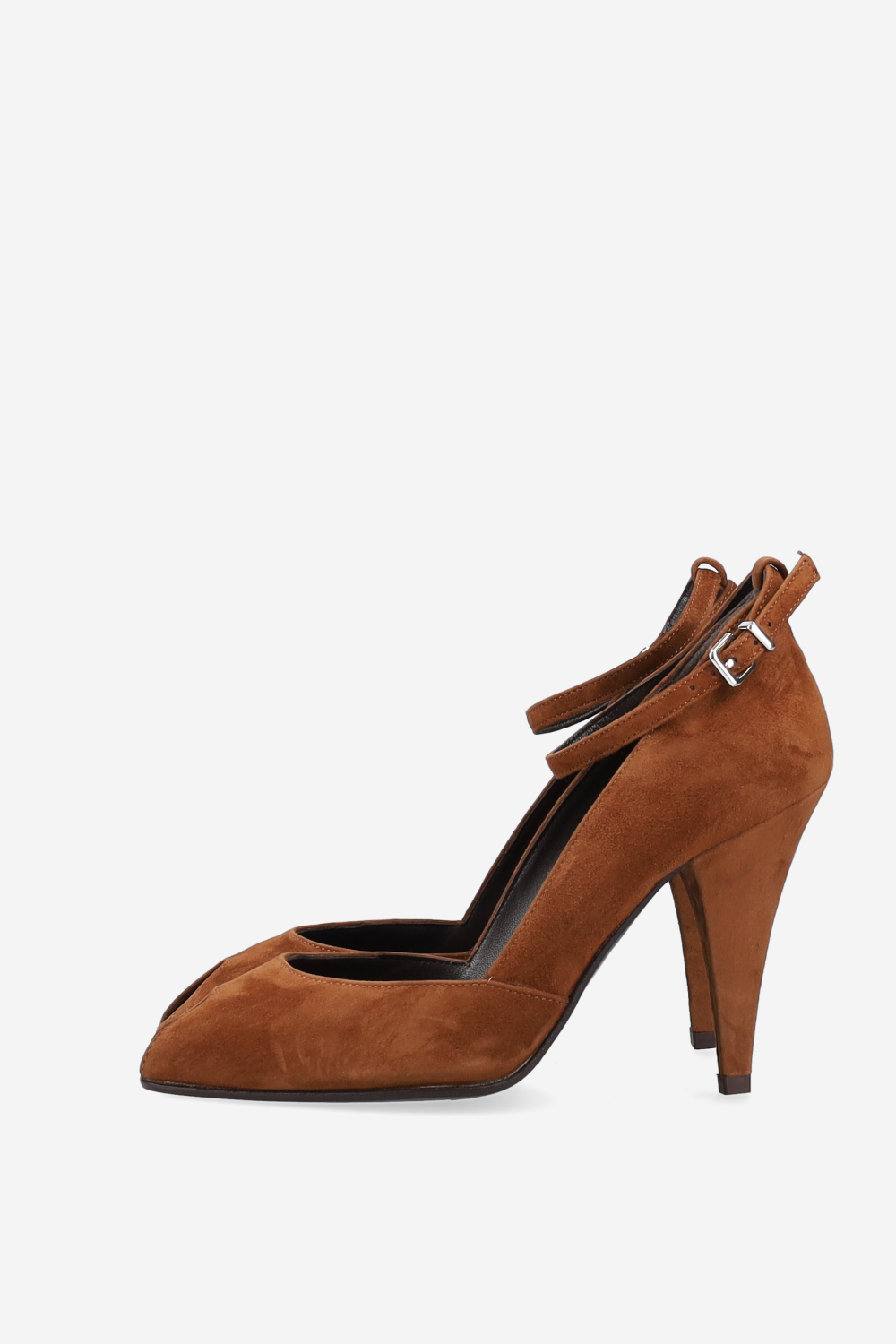Open toe suede pumps
