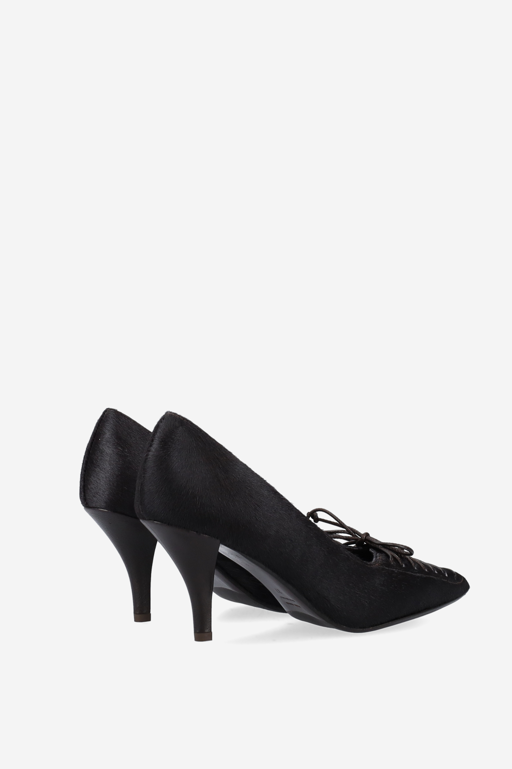 Lace-up pony hair pumps