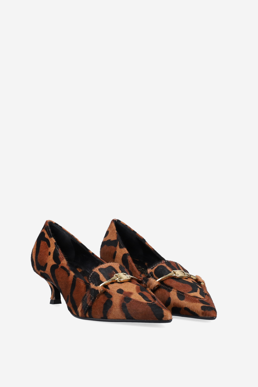 Buckled pony hair pumps