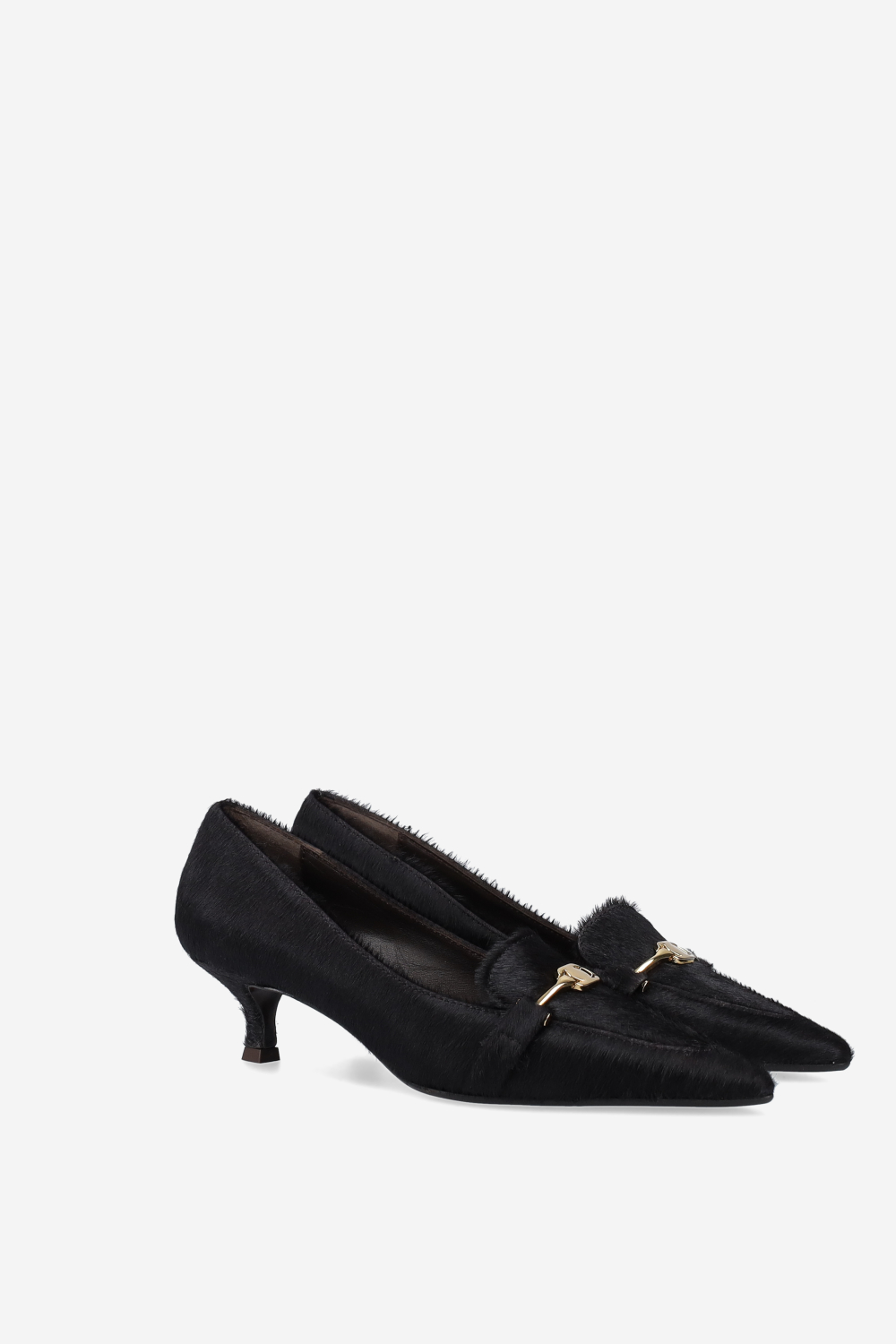 Pony-hair buckled heels