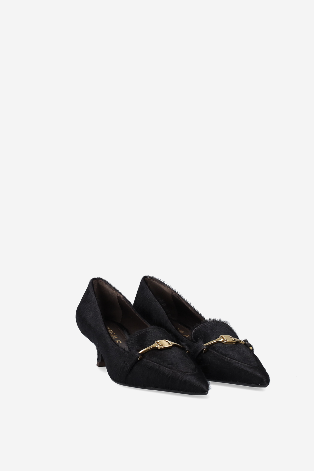 Pony-hair buckled heels