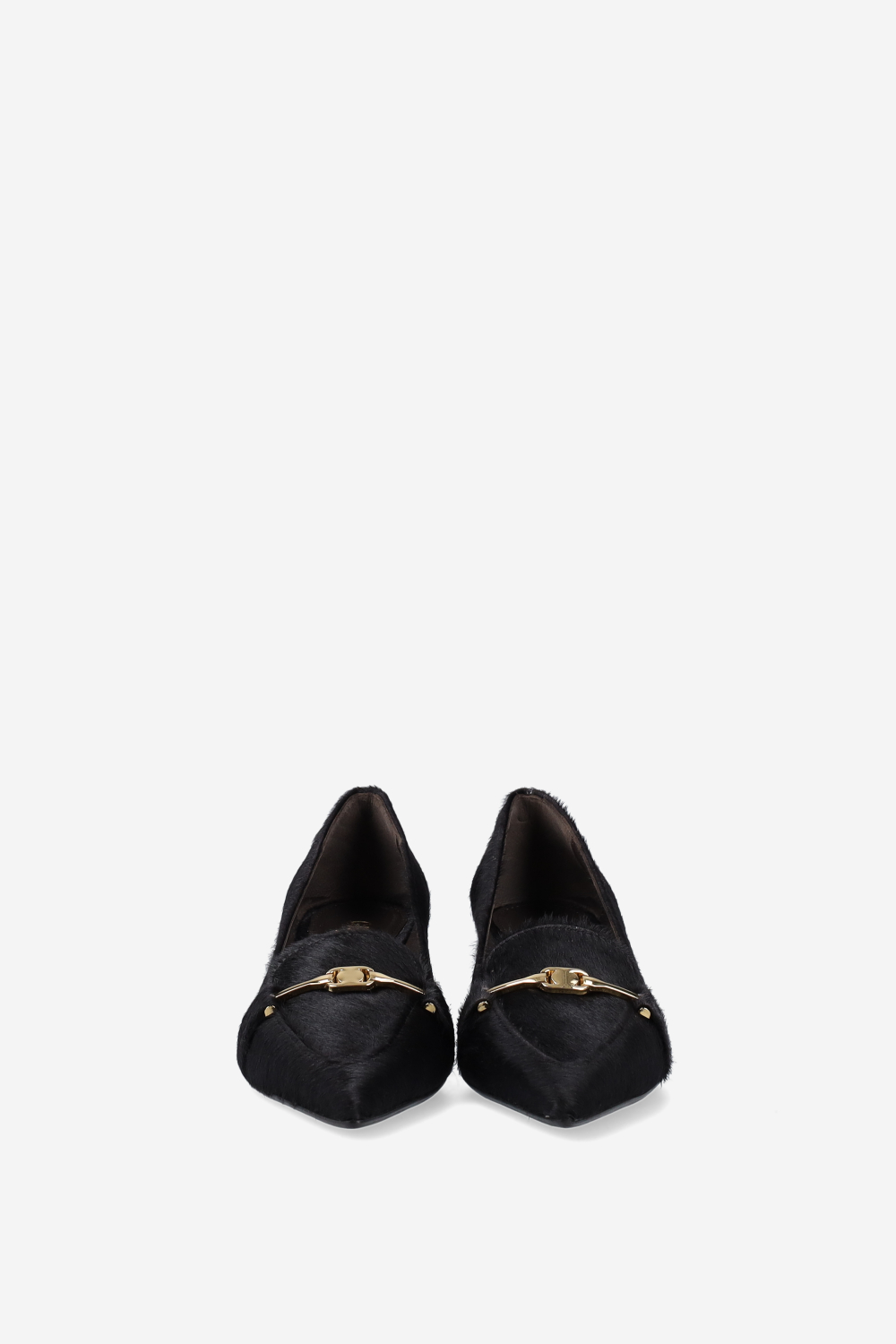 Pony-hair buckled heels